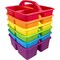 4E’s Novelty Classroom Caddy Set of 6, Plastic Caddies for Supply, Caddy Organizer with Handle for Classroom, Rainbow Colors, Desk Caddies for Supplies Keep Desks and Work Stations Organized